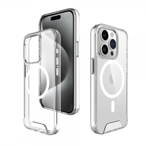 for iPhone 15 Pro Clear Case Compatible with Magsafe- Space Magnetic for iPhone 15 Pro Clear Case Compatible with Magsafe- Space Magnetic