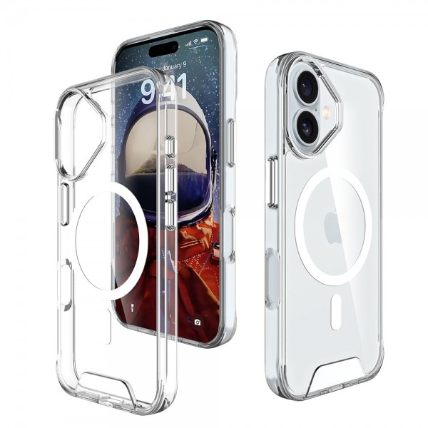 for iPhone 16 Plus Clear Case Compatible with Magsafe- Space Magnetic for iPhone 16 Plus Clear Case Compatible with Magsafe- Space Magnetic